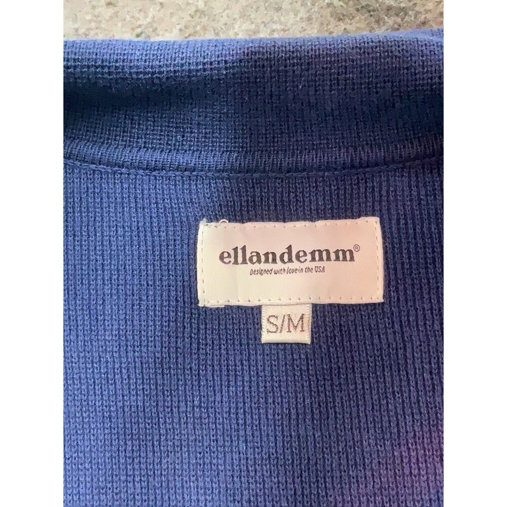 ELL And Emm Sienna Knit Navy Blue Gold Buttons Collared Cardigan Crest S/M - Picture 5 of 6